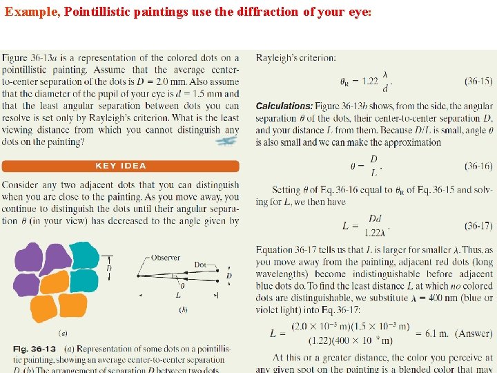 Example, Pointillistic paintings use the diffraction of your eye: Example, Pointillistic paintings use the diffraction of your eye: