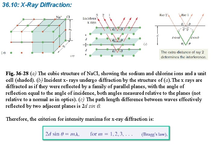 36. 10: X-Ray Diffraction: Fig. 36 -28 (a) The cubic structure of Na. Cl,