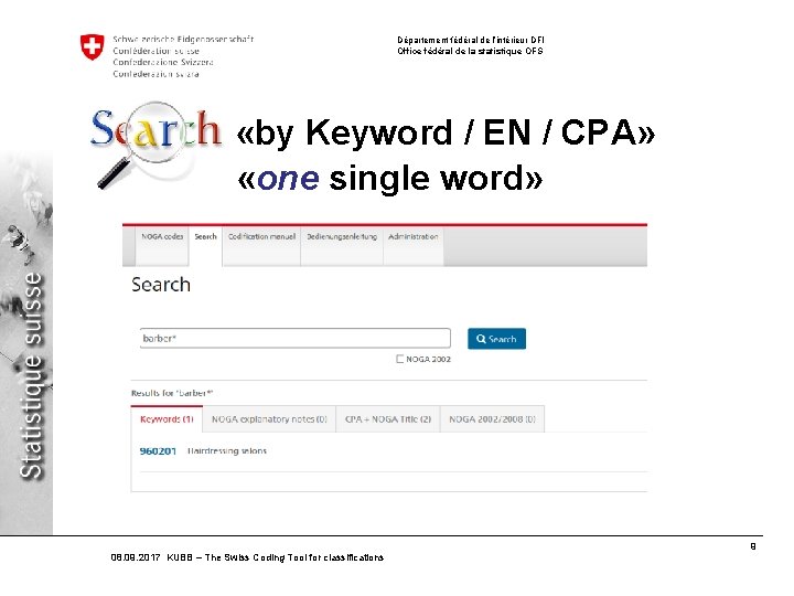 Département fédéral de l’intérieur DFI Office fédéral de la statistique OFS «by Keyword /