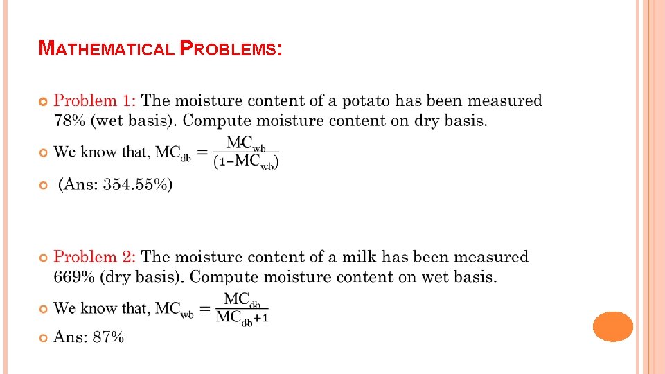 MATHEMATICAL PROBLEMS: MATHEMATICAL PROBLEMS: