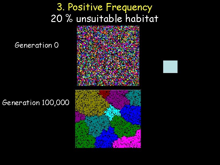 3. Positive Frequency 20 % unsuitable habitat Generation 0 Generation 100, 000 