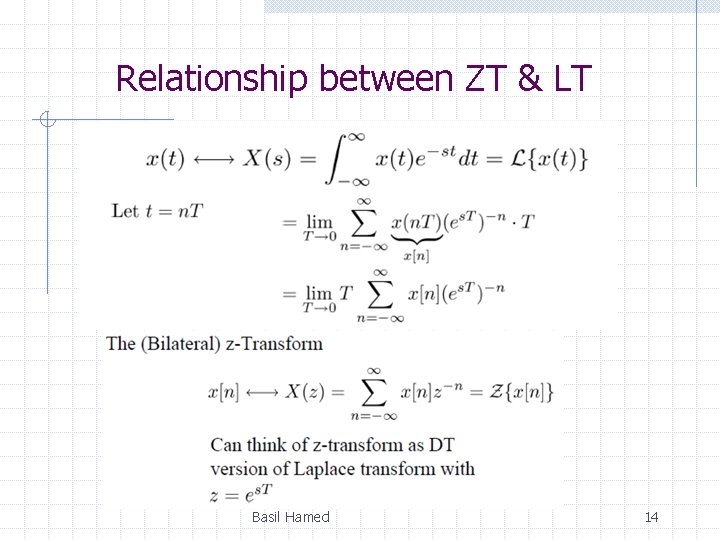 Relationship between ZT & LT Basil Hamed 14 