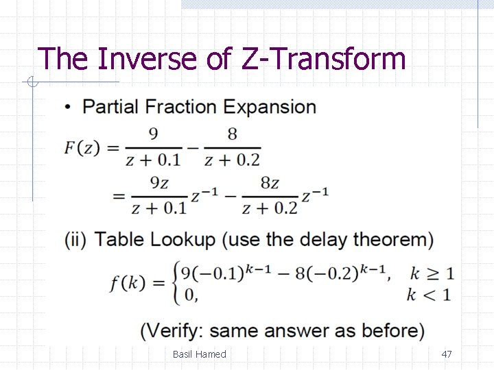 The Inverse of Z-Transform Basil Hamed 47 