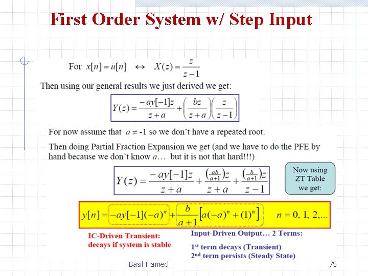 First Order System w/ Step Input Basil Hamed 75 