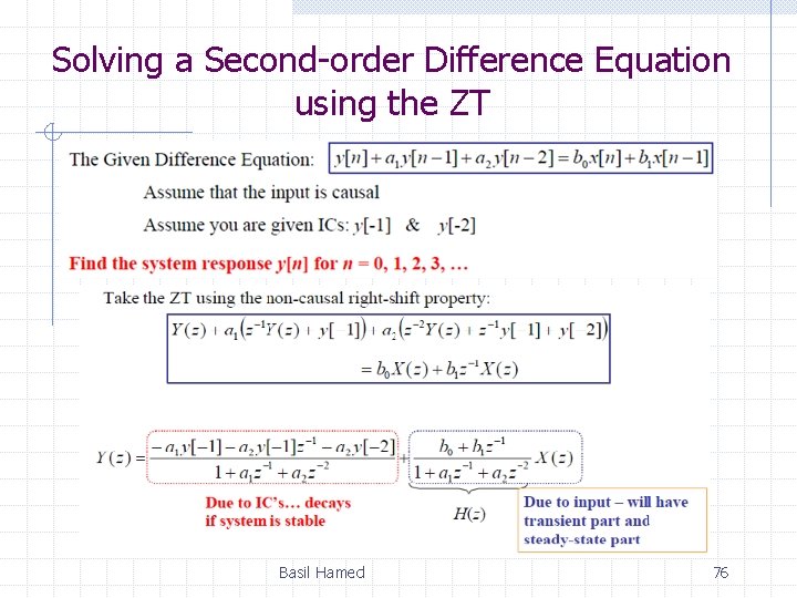 Solving a Second-order Difference Equation using the ZT Basil Hamed 76 