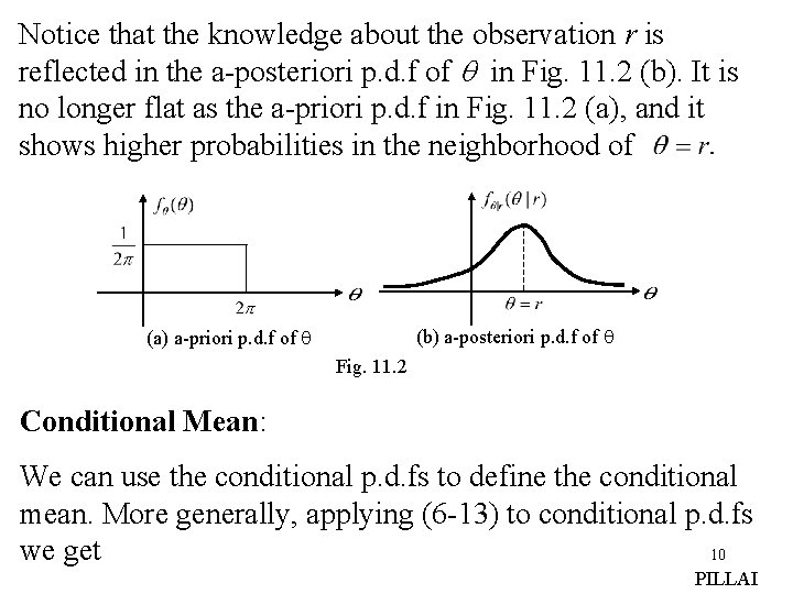 Notice that the knowledge about the observation r is reflected in the a-posteriori p.