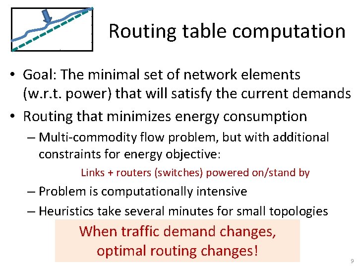 Routing table computation • Goal: The minimal set of network elements (w. r. t.