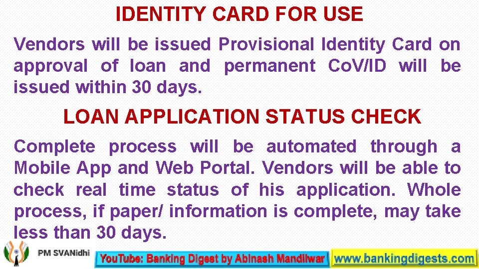 IDENTITY CARD FOR USE Vendors will be issued Provisional Identity Card on approval of