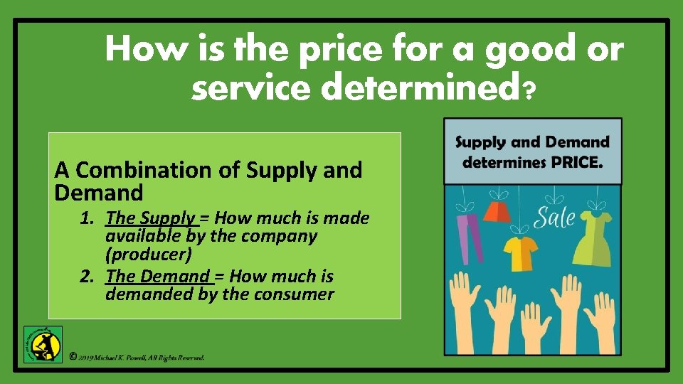 How is the price for a good or service determined? A Combination of Supply