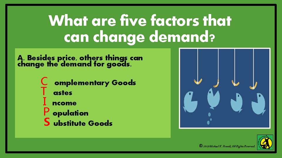 What are five factors that can change demand? A. Besides price, others things can