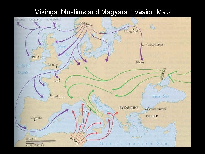 Vikings, Muslims and Magyars Invasion Map 