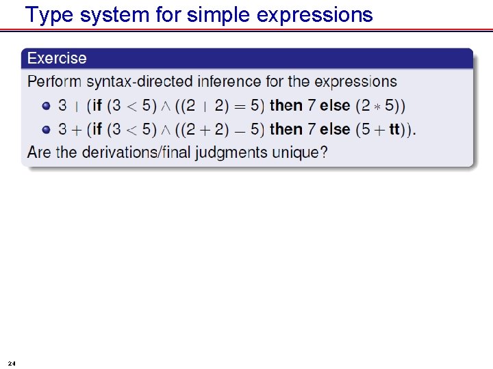 Type system for simple expressions 24 