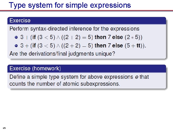 Type system for simple expressions 25 