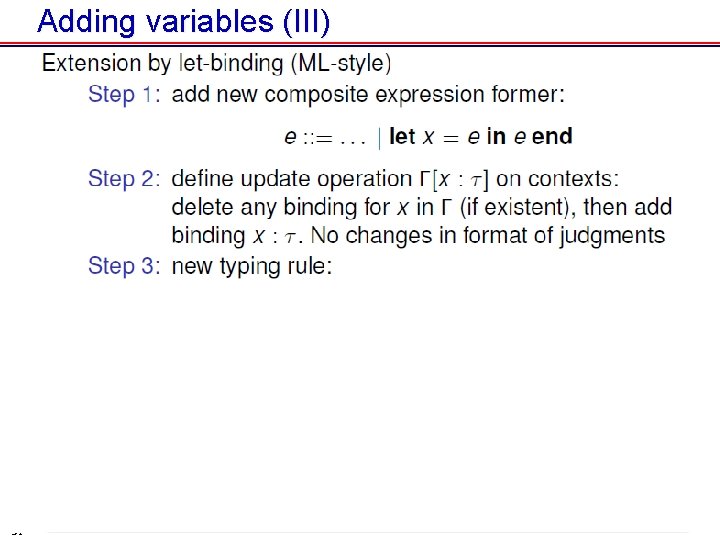 Adding variables (III) 31 