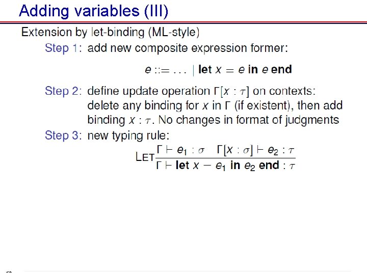 Adding variables (III) 32 