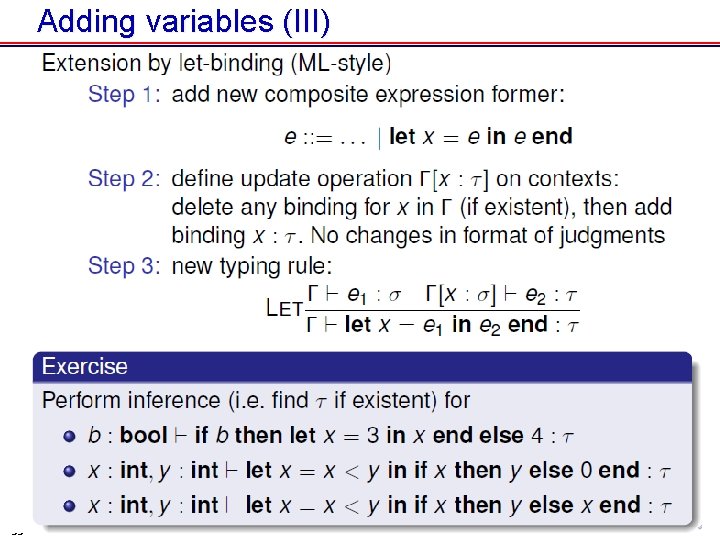Adding variables (III) 33 