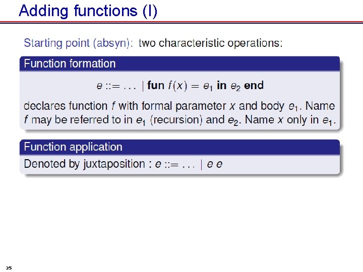 Adding functions (I) 35 