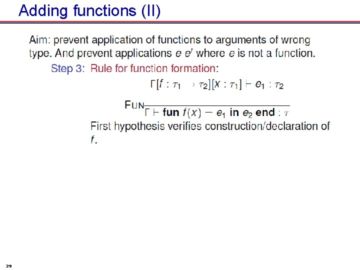 Adding functions (II) 39 
