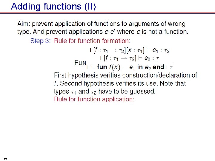 Adding functions (II) 40 