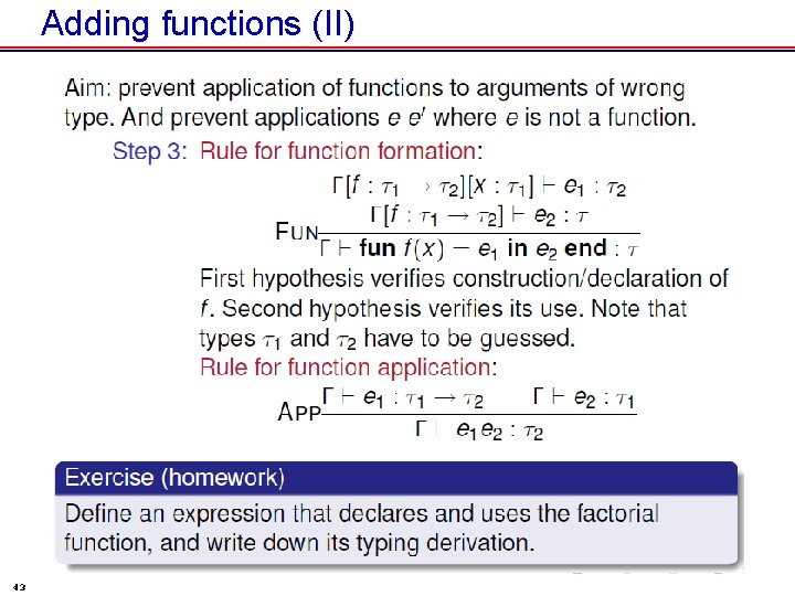 Adding functions (II) 43 