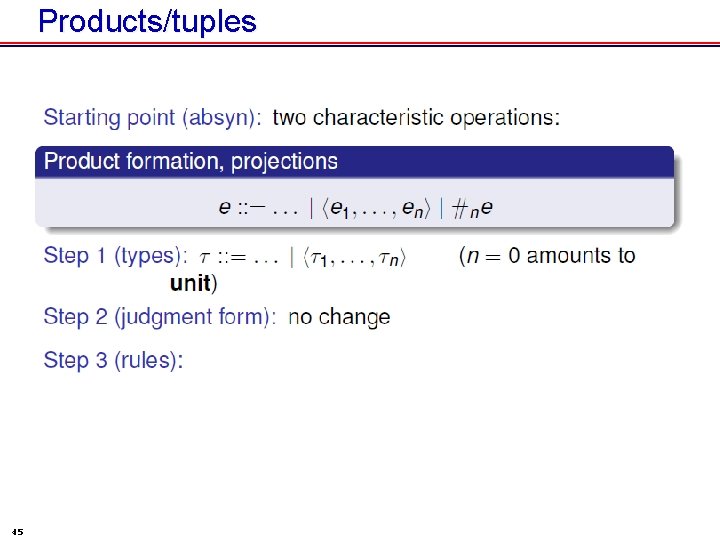 Products/tuples 45 