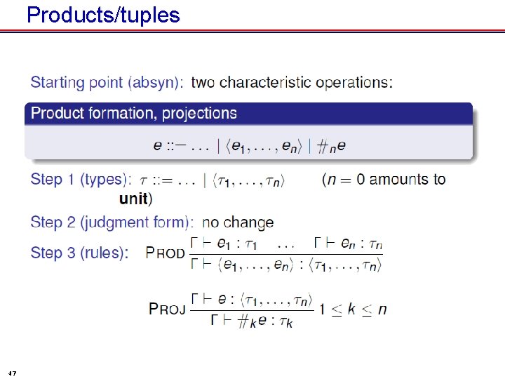 Products/tuples 47 