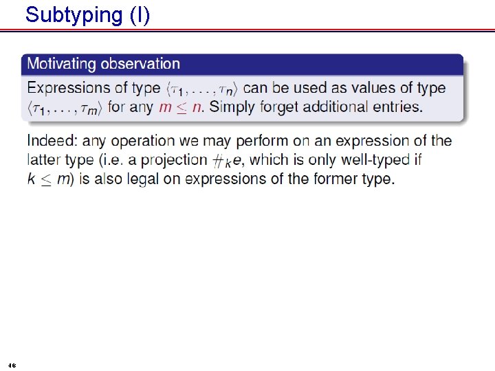Subtyping (I) 48 