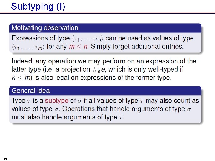 Subtyping (I) 49 