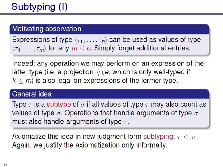 Subtyping (I) 50 