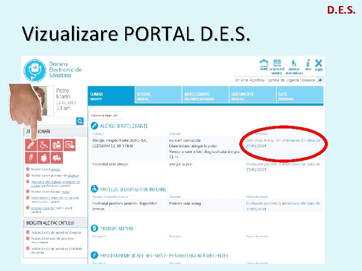 D. E. S. Vizualizare PORTAL D. E. S. 