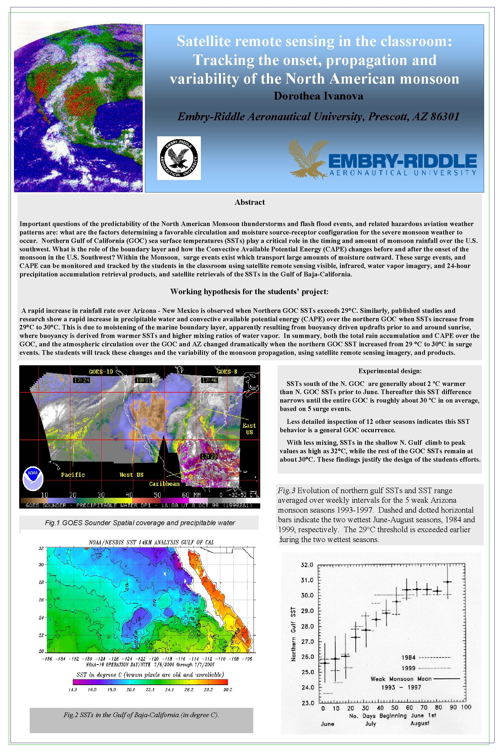 Satellite remote sensing in the classroom: Tracking the onset, propagation and variability of the