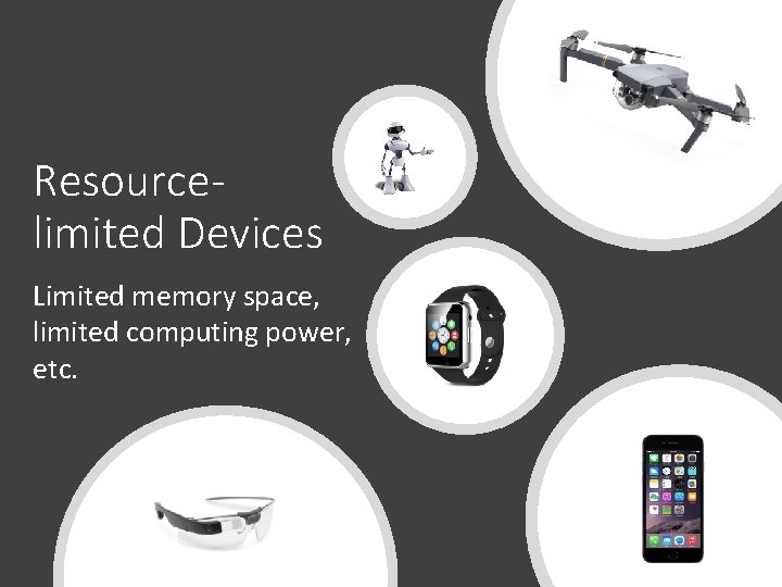 Resourcelimited Devices Limited memory space, limited computing power, etc. 