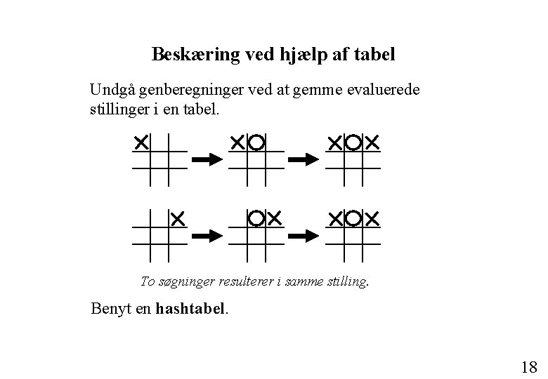 Beskæring ved hjælp af tabel Undgå genberegninger ved at gemme evaluerede stillinger i en