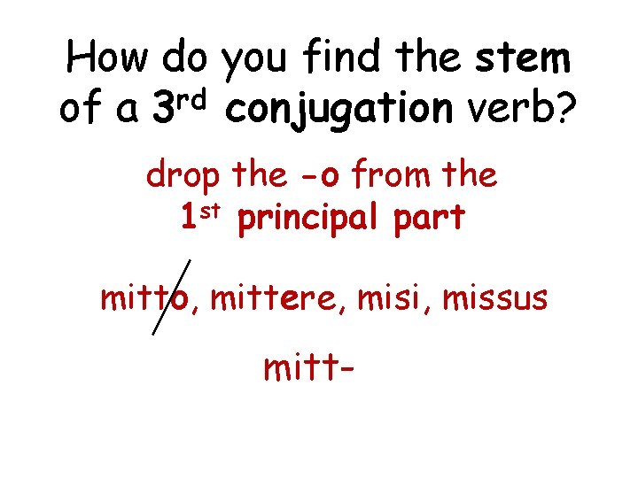 How do you find the stem rd of a 3 conjugation verb? drop the