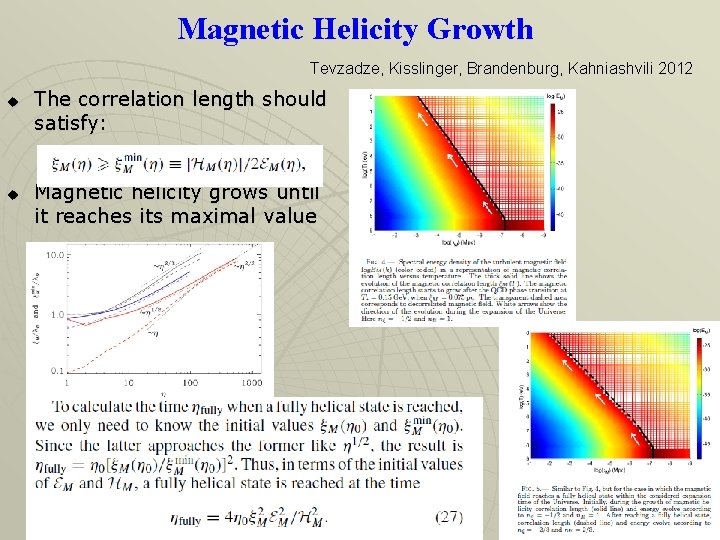 Magnetic Helicity Growth Tevzadze, Kisslinger, Brandenburg, Kahniashvili 2012 u u The correlation length should