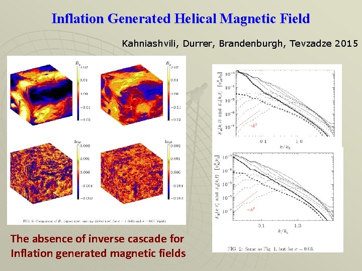 Inflation Generated Helical Magnetic Field Kahniashvili, Durrer, Brandenburgh, Tevzadze 2015 The absence of inverse