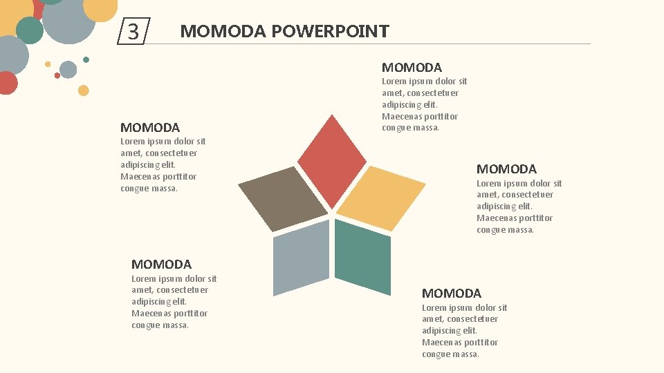 3 MOMODA POWERPOINT MOMODA Lorem ipsum dolor sit amet, consectetuer adipiscing elit. Maecenas porttitor