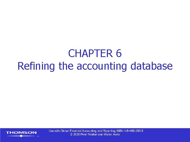 CHAPTER 6 Refining the accounting database 