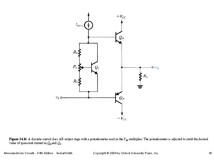 Figure 14. 16 A discrete-circuit class AB output stage with a potentiometer used in