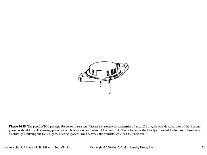 Figure 14. 19 The popular TO 3 package for power transistors. The case is