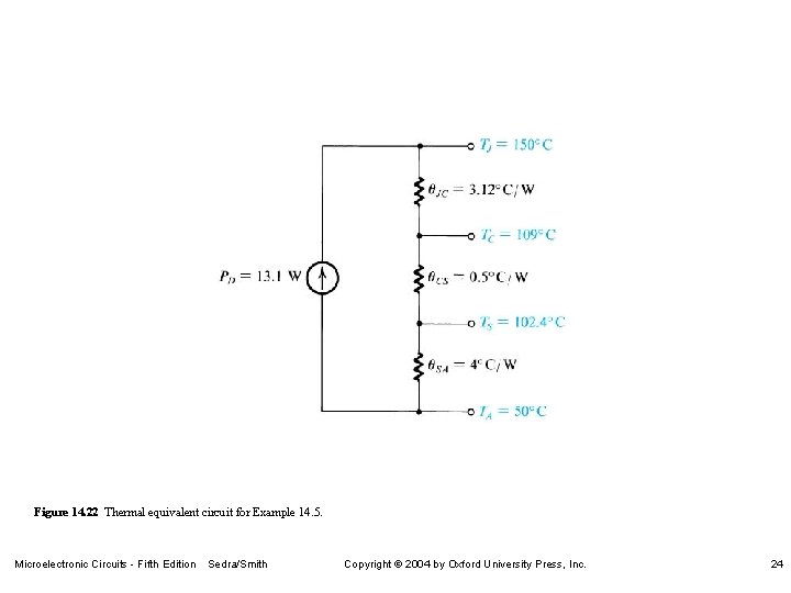 Figure 14. 22 Thermal equivalent circuit for Example 14. 5. Microelectronic Circuits - Fifth