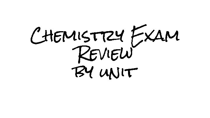 Chemistry Exam Review by unit 