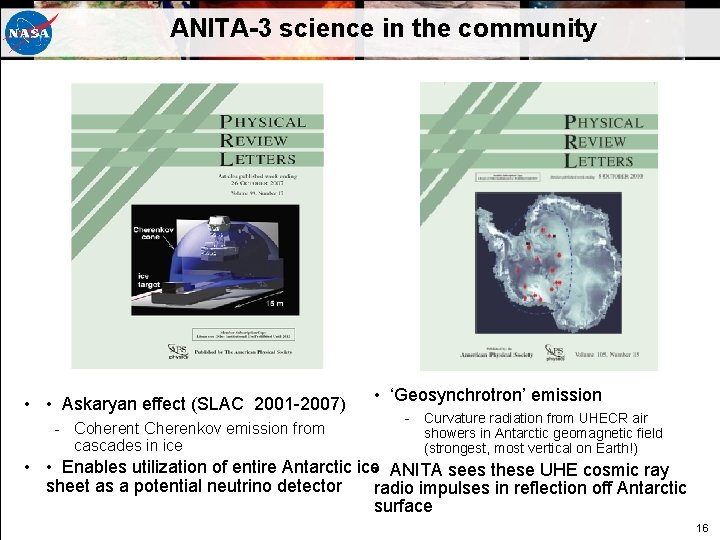 ANITA-3 science in the community • • Askaryan effect (SLAC 2001 -2007) - Coherent ANITA-3 science in the community • • Askaryan effect (SLAC 2001 -2007) - Coherent