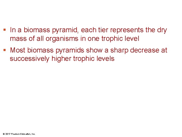 § In a biomass pyramid, each tier represents the dry mass of all organisms