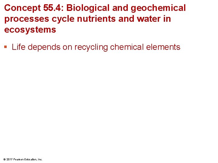 Concept 55. 4: Biological and geochemical processes cycle nutrients and water in ecosystems §