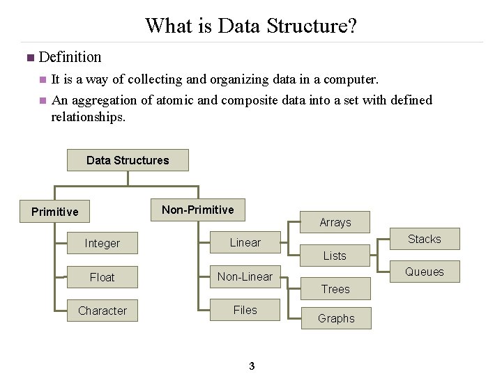 What is Data Structure? n Definition n n It is a way of collecting