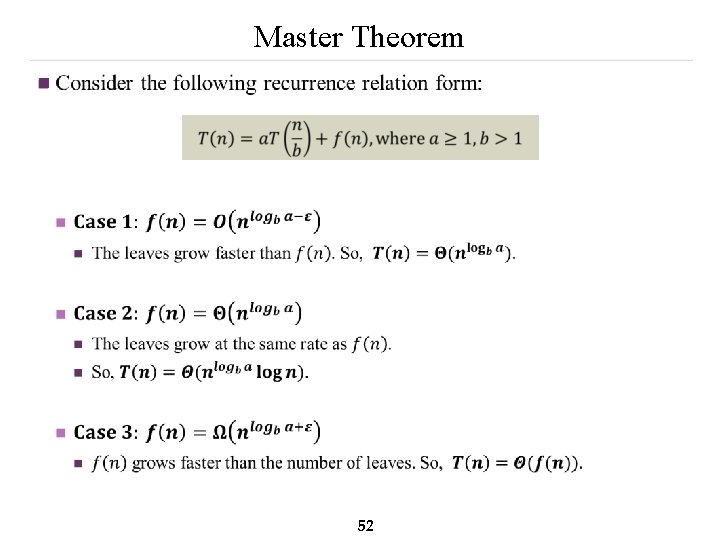 Master Theorem n 52 