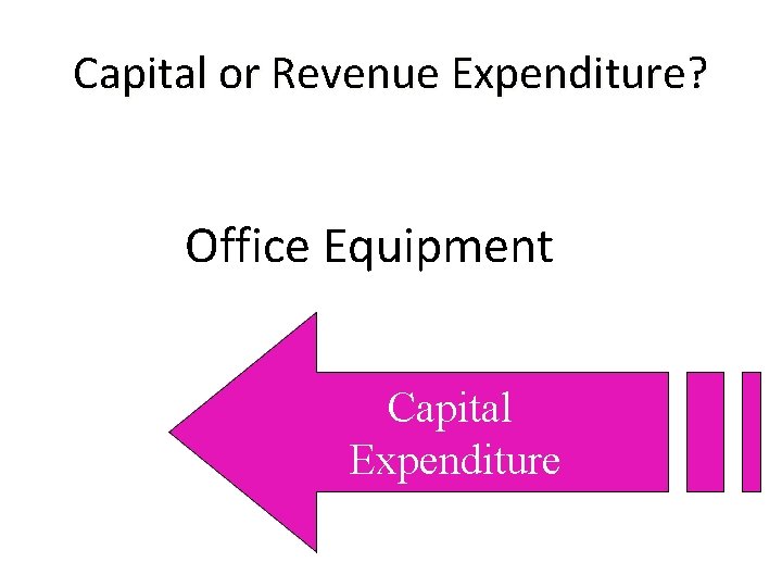 Capital or Revenue Expenditure? Office Equipment Capital Expenditure 