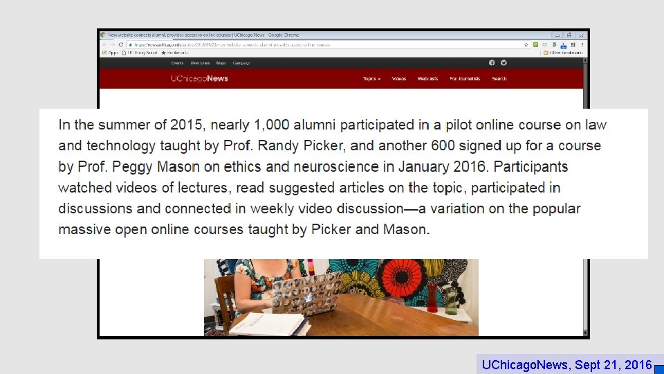 UChicago. News, Sept 21, 2016 