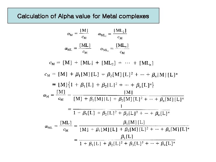 Calculation of Alpha value for Metal complexes Calculation of Alpha value for Metal complexes